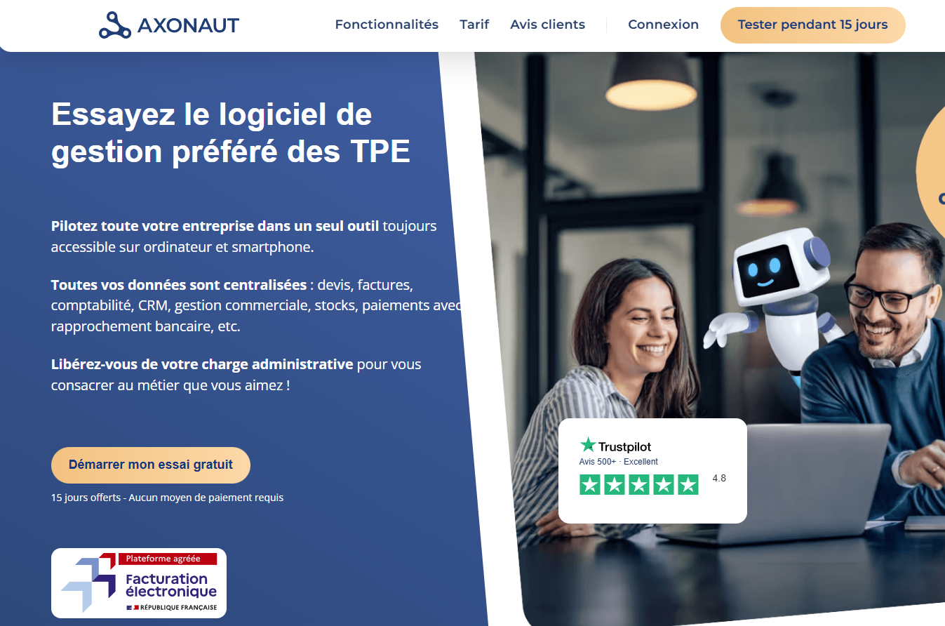 Interface de Axonaut